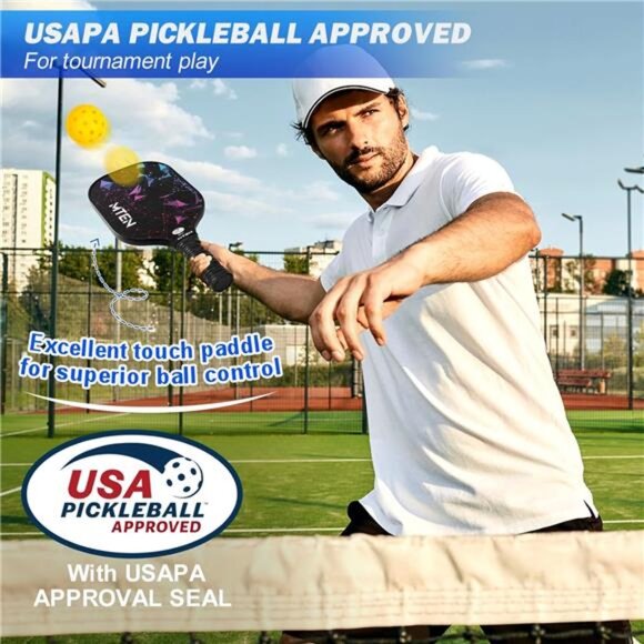 Pickleball Paddles, USAPA Approved Fiberglass Surface Pickleball Set - Picture 2 of 6